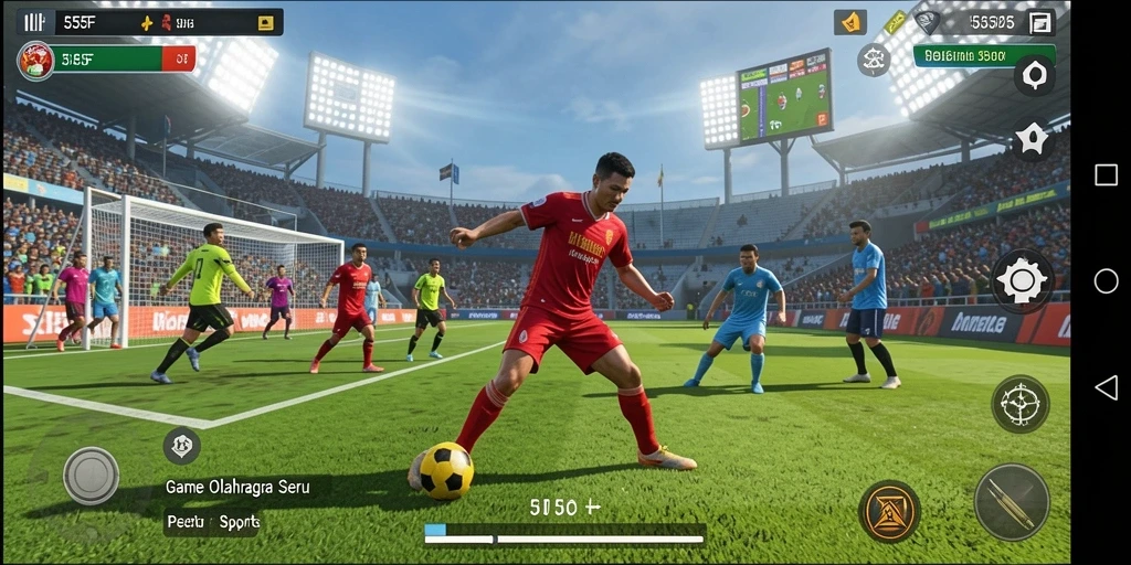 Tampilan menarik gameplay olahraga di 555F yang memikat.