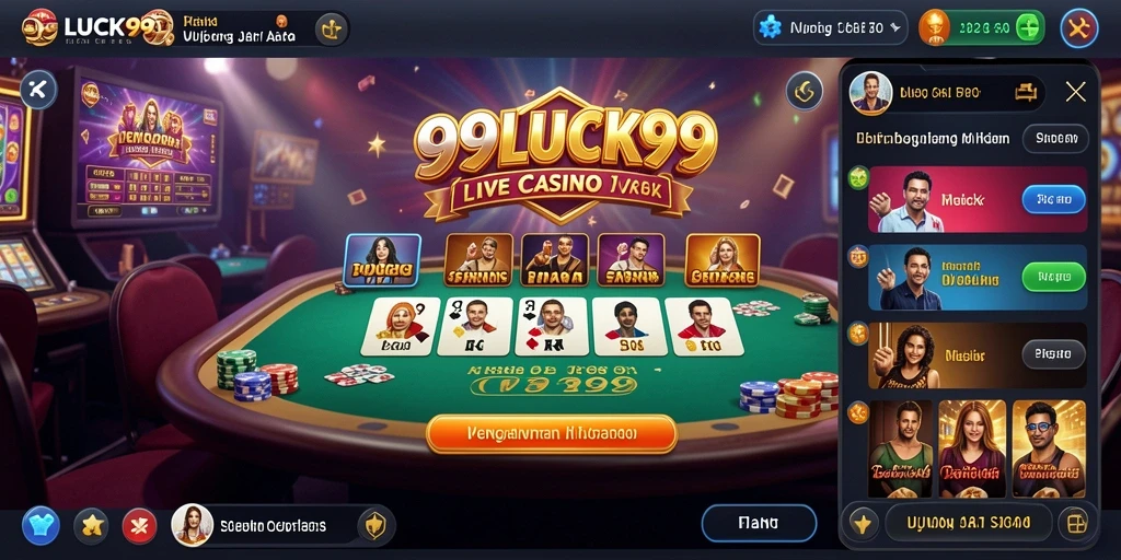 Screenshot gameplay Live Casino 99LUCK99 menunjukkan dealer profesional dan suasana nyata.