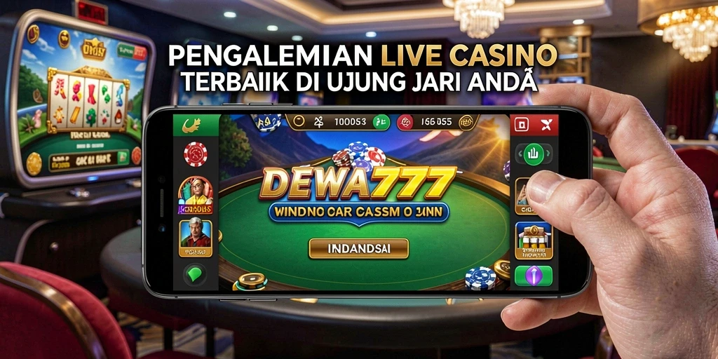Screenshot gameplay DEWA777 menampilkan dealer langsung dan suasana kasino nyata.