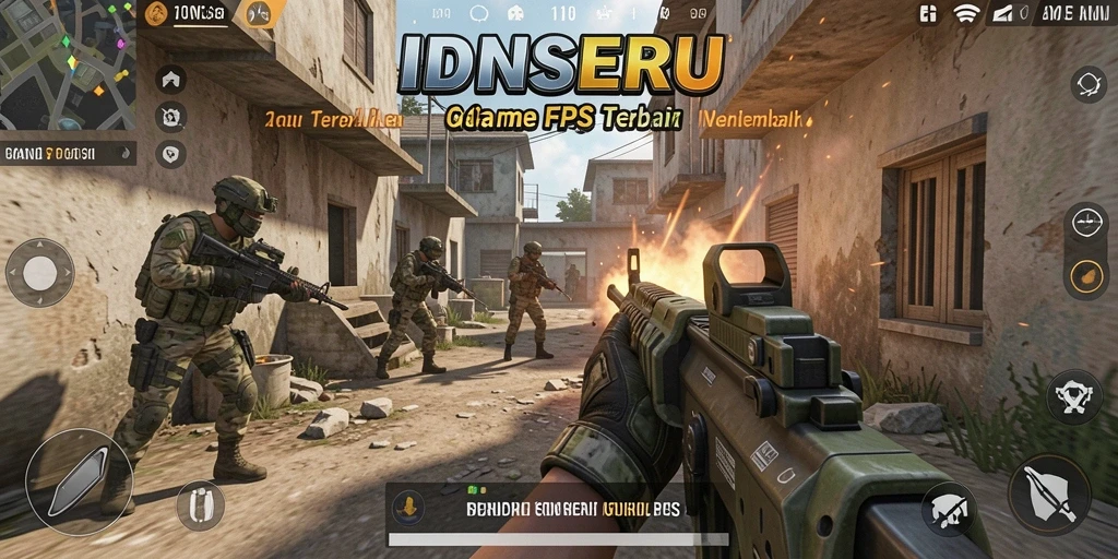 Tampilan gameplay mendebarkan IDNSERU dengan aksi tembak menembak yang intens.