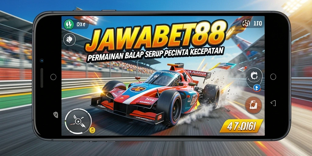 Screenshot JAWABET88 menampilkan aksi balap yang mendebarkan di lintasan.