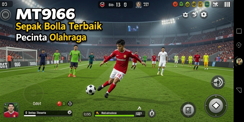 Tampilan gameplay menarik dalam MT966 dengan aksi sepak bola intens.