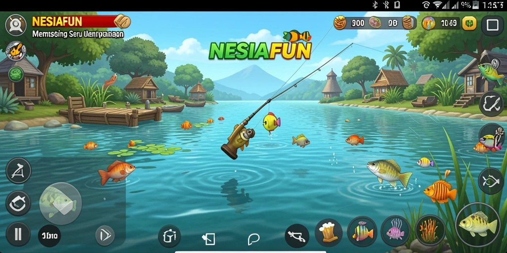 Tampilan gameplay NESIAFUN dengan grafis memancing yang menakjubkan.