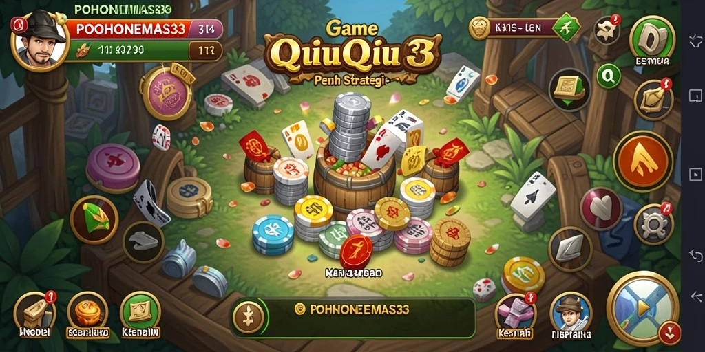 Tangkapan layar gameplay QiuQiu yang mendebarkan di POHONEMAS33.