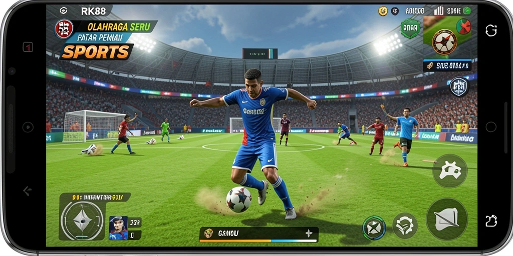 Screenshot utama RK88 menampilkan momen seru dalam pertandingan olahraga.