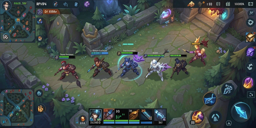Tampilan gameplay seru dalam RPVIP4 yang penuh aksi MOBA.