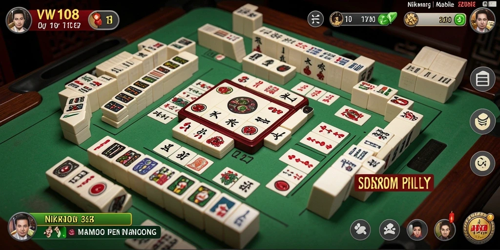 Screenshot gameplay VW108 menunjukkan momen seru permainan Mahjong.